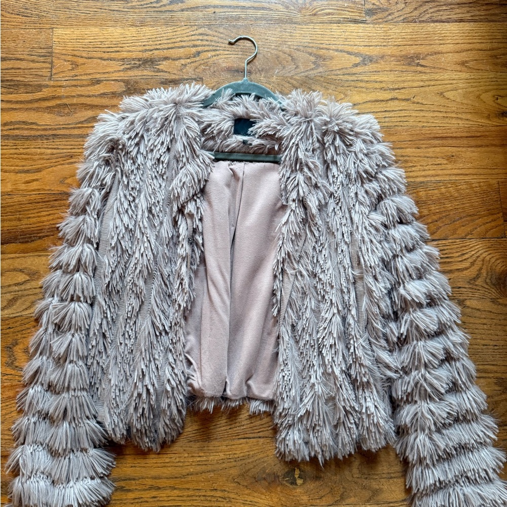 Faux Fur Textured Jacket in Mauve Pink